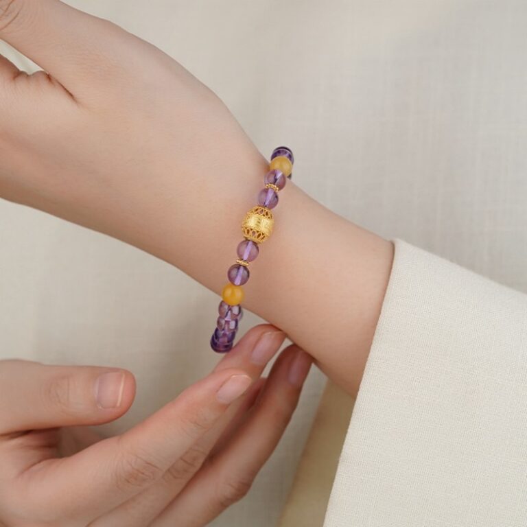 Amethyst Golden Jade String 925 Silver Bracelet Single Circle Niche Female Models to Send Girlfriend Birthday Gift-10