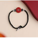 Cinnabar peace button hand rope six words of truth men and women's models couples weaving this year red bracelet-10