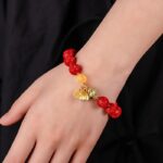 Imperial Cinnabar Bracelet Women's Six Characters of the Lunar New Year Beeswax Transfer Beads Red Women's Bracelet-6