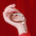 Shoushan Stone Bracelet Female Rosewood Peach Wood Lotus Flower Disc Play Bracelet Male Incense Wood Literature Play Buddha Bead String-10