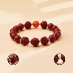 Natural Cinnabar Triple Hexagonal Transfer Beads Bracelet Chinese Zodiac Rabbit Dragon Rooster Horse Lunar New Year Red Bracelet for Men and Women-13