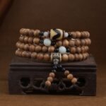 Incense Wood Strings 108 Wooden Buddha Beads Tiger Teeth Dzi Bead Bracelet Disc Play Literature Play Men and Women Rosary-9