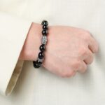 Obsidian Strings Buddha Beads Silver Obsidian Men's Niche Transfer Beads Civic Play Disc Playing Beads Bracelet-9