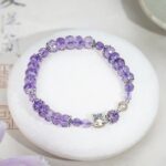 925 Silver Amethyst Bracelet for Girlfriend Birthday Gift Purple Faceted Beads Single Loop Bracelet-8