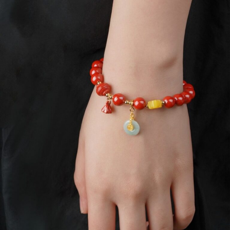 Cinnabar Strings for Men and Women Six Characters Pendant Lunar New Year Dragon Bracelet Forwarding Beads Silver Pendant-11