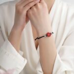 Cinnabar peace button hand rope six words of truth men and women's models couples weaving this year red bracelet-11