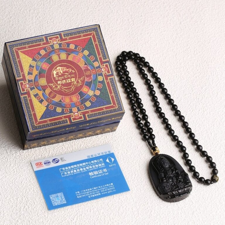 Obsidian Buddha Necklace Men and Women Models Six Words of Truth Transfer Beads Zodiac This Year Pendant Pendant-10