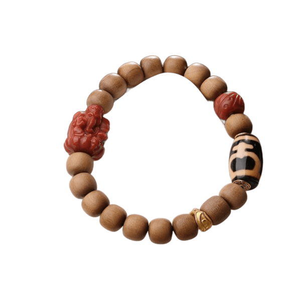 Incense Tiger's Tooth Dzi Bead Bracelet Old Sandalwood Jixiang Nanhong Carvings Bracelet Wooden Cultural Toys Beads