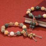 God of Wealth Lotus Bodhi Root String White Jade Bodhi Peaceful Duo Treasure Bracelet-2