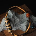 Nine Eyes Dzi Bead Hand Rope Tibetan Red Flesh Yak Bone Tiger Tooth Treasure Vase Transfer Beads Bracelet for Men and Women-11