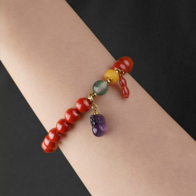 Cinnabar Strings for Men and Women Six Characters Pendant Lunar New Year Dragon Bracelet Forwarding Beads Silver Pendant-12