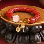 Imperial Cinnabar Bracelet Women's Six Characters of the Lunar New Year Beeswax Transfer Beads Red Women's Bracelet-7