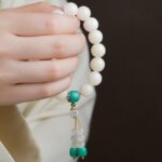 White Jade Bodhi Root Strings Women's Buddha Beads Bodhi Zi Rosary Beads Play Bracelet Red Agate Disc Play Round Beads-9