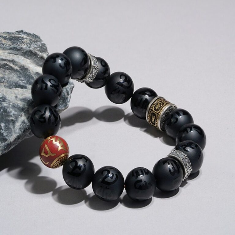 Obsidian Strings Buddha Beads Silver Obsidian Men's Niche Transfer Beads Civic Play Disc Playing Beads Bracelet-10