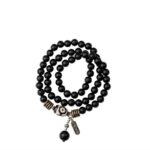 Three-eyed Dzi Bead Strings Black Onyx Buddha Beads Bracelet Playing Disc Playing Handheld Rosary Male Models-12