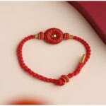 Cinnabar peace button hand rope six words of truth men and women's models couples weaving this year red bracelet-12