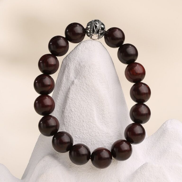 Rosewood Obsidian Eight-Pronged Beads Strings Nanhong Cinnabar Transit Beads Bracelet Wooden Plaything-12