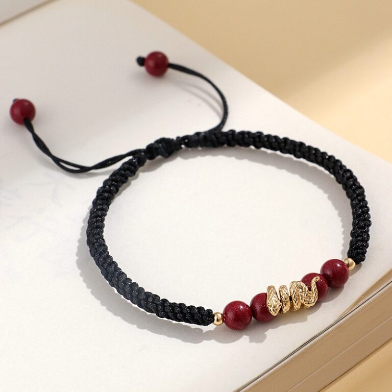 Year of the Snake Bracelet Snake Cinnabar Amulet Transit Red Rope Hand-Woven Peaceful Hand Rope-1