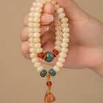 Creamy Yellow Jade Bodhi Root String Men's and Women's Bracelets Buddha Beads Manju Bodhi Abacus Beads Double Circle Manju Lotus Roots-11