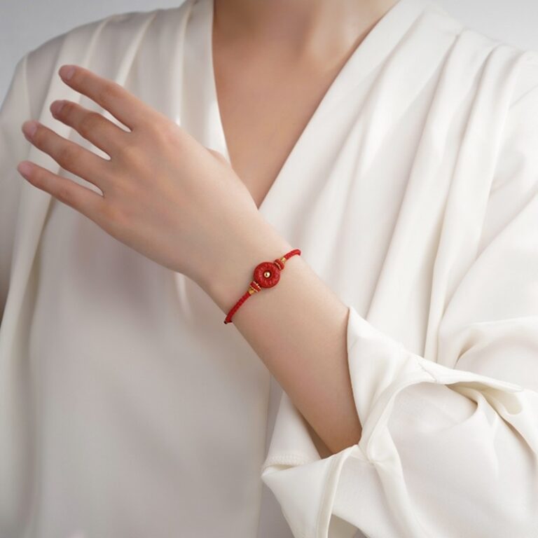 Cinnabar peace button hand rope six words of truth men and women's models couples weaving this year red bracelet-13