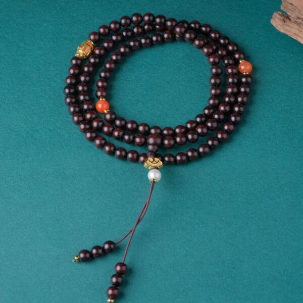 Rosewood 108 rosary beads string six words of truth running ring lotus models cultural and wooden Buddha beads-1