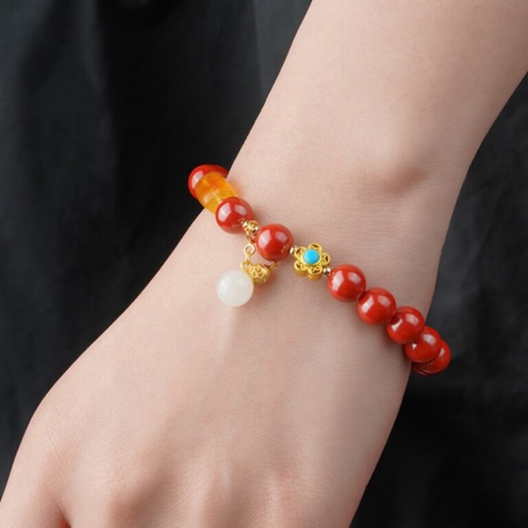 Cinnabar Strings for Men and Women Six Characters Pendant Lunar New Year Dragon Bracelet Forwarding Beads Silver Pendant-13