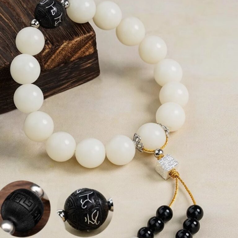 White Jade Bodhi Root Strings Women's Buddha Beads Bodhi Zi Rosary Beads Play Bracelet Red Agate Disc Play Round Beads-11