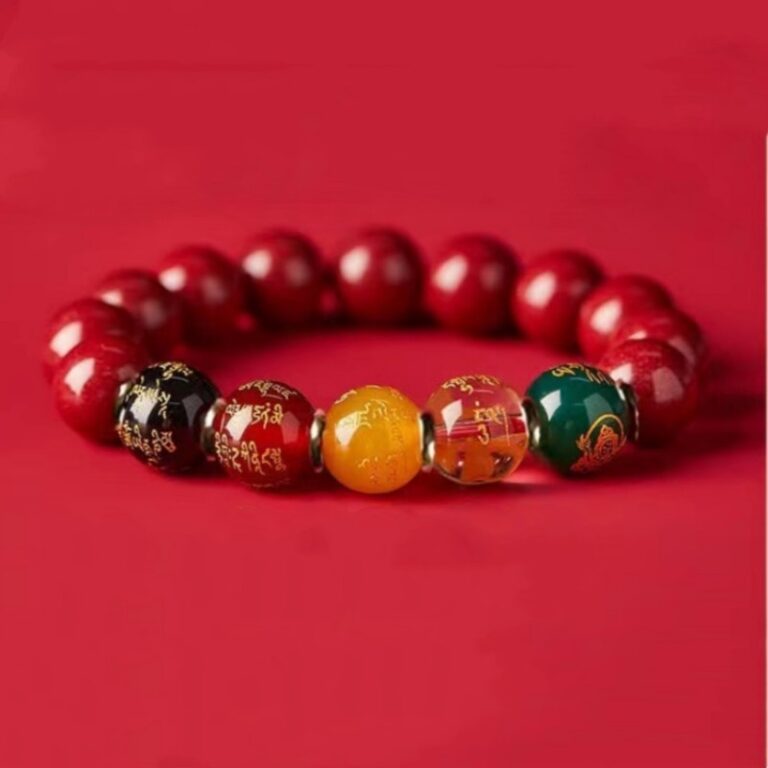 Cinnabar String Bracelet Official Flagship Shop Natural Female Genuine Original Ore Agate Transit Beads Men's Models Five Road God of Wealth-1