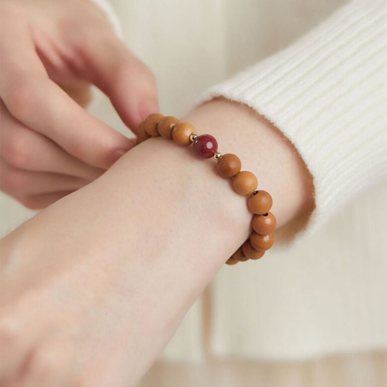 New Chinese Style Peachwood Strings Women's Buddhist Beads Peachwood Body Protector Bracelet Meditation Lotus String Cinnabar Transit Beads Men's-21