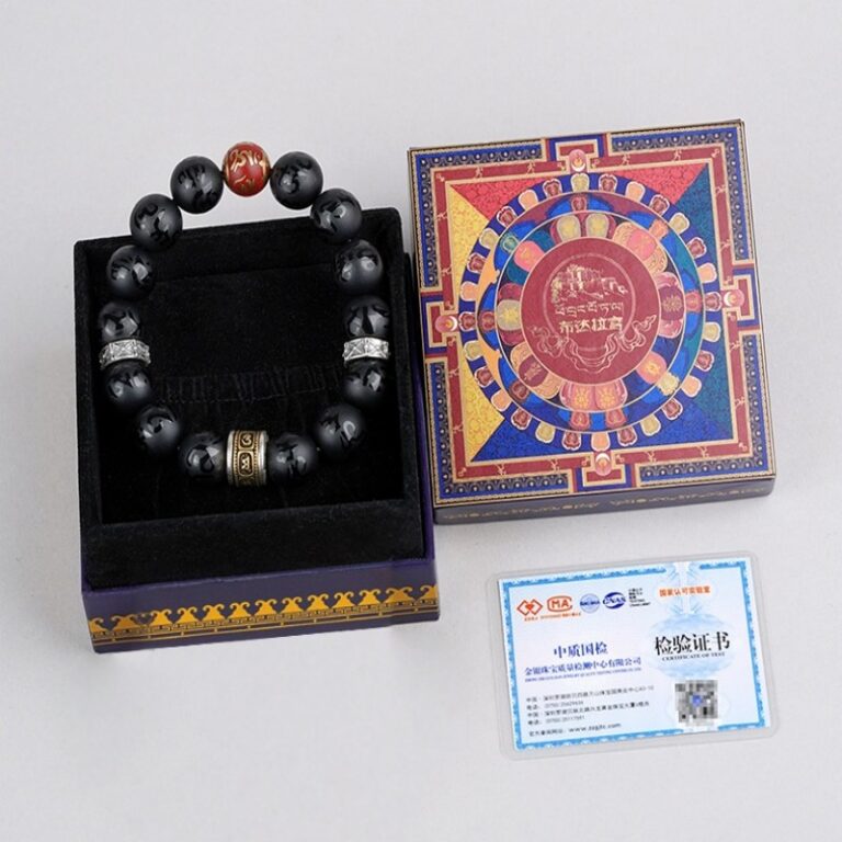 Obsidian Strings Buddha Beads Silver Obsidian Men's Niche Transfer Beads Civic Play Disc Playing Beads Bracelet-12