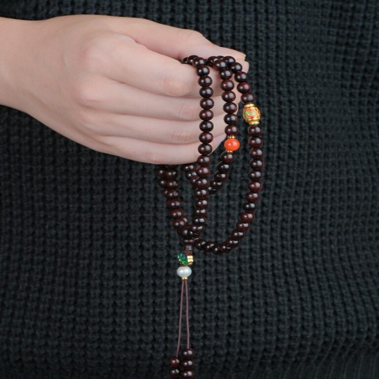 Rosewood 108 rosary beads string six words of truth running ring lotus models cultural and wooden Buddha beads-13