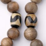 Incense Wood Strings Buddha Beads Tiger Teeth Brave Six Words of Truth Incense Grey Rosary Obsidian Men's Bracelet-13