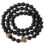 Three-eyed Dzi Bead Strings Black Onyx Buddha Beads Bracelet Playing Disc Playing Handheld Rosary Male Models-14