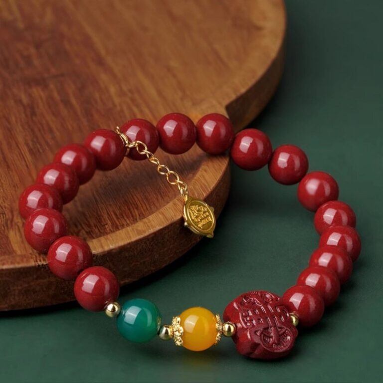 Cinnabar Strings for Men and Women Six Characters Pendant Lunar New Year Dragon Bracelet Forwarding Beads Silver Pendant-15