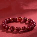 Natural Cinnabar Triple Hexagonal Transfer Beads Bracelet Chinese Zodiac Rabbit Dragon Rooster Horse Lunar New Year Red Bracelet for Men and Women-18