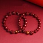 Natural Cinnabar Triple Hexagonal Transfer Beads Bracelet Chinese Zodiac Rabbit Dragon Rooster Horse Lunar New Year Red Bracelet for Men and Women-19