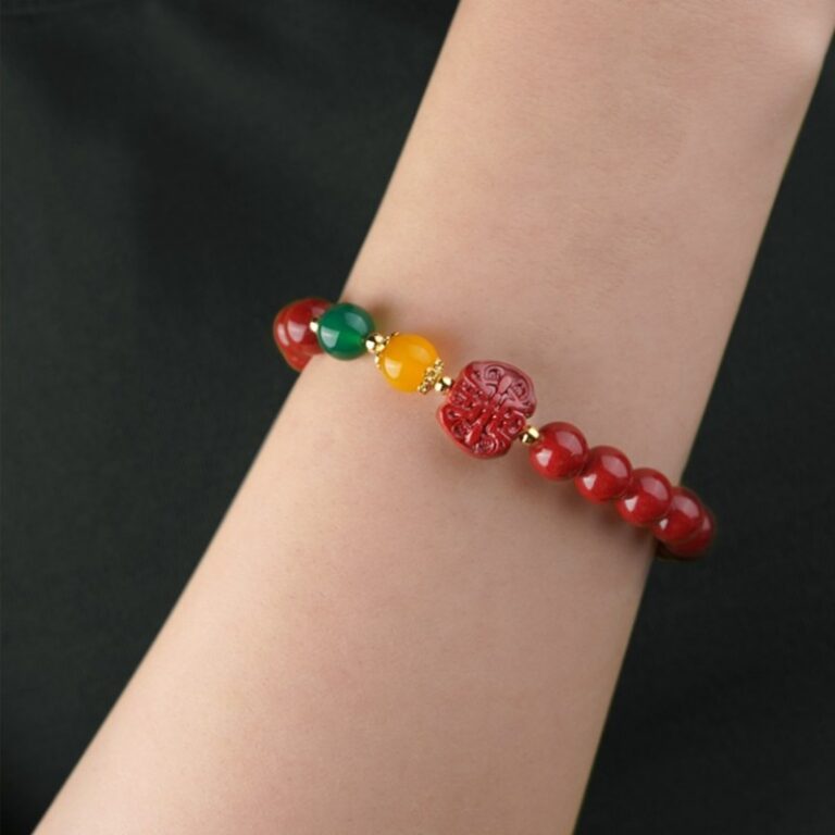 Cinnabar Strings for Men and Women Six Characters Pendant Lunar New Year Dragon Bracelet Forwarding Beads Silver Pendant-16