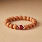 New Chinese Style Peachwood Strings Women's Buddhist Beads Peachwood Body Protector Bracelet Meditation Lotus String Cinnabar Transit Beads Men's-6