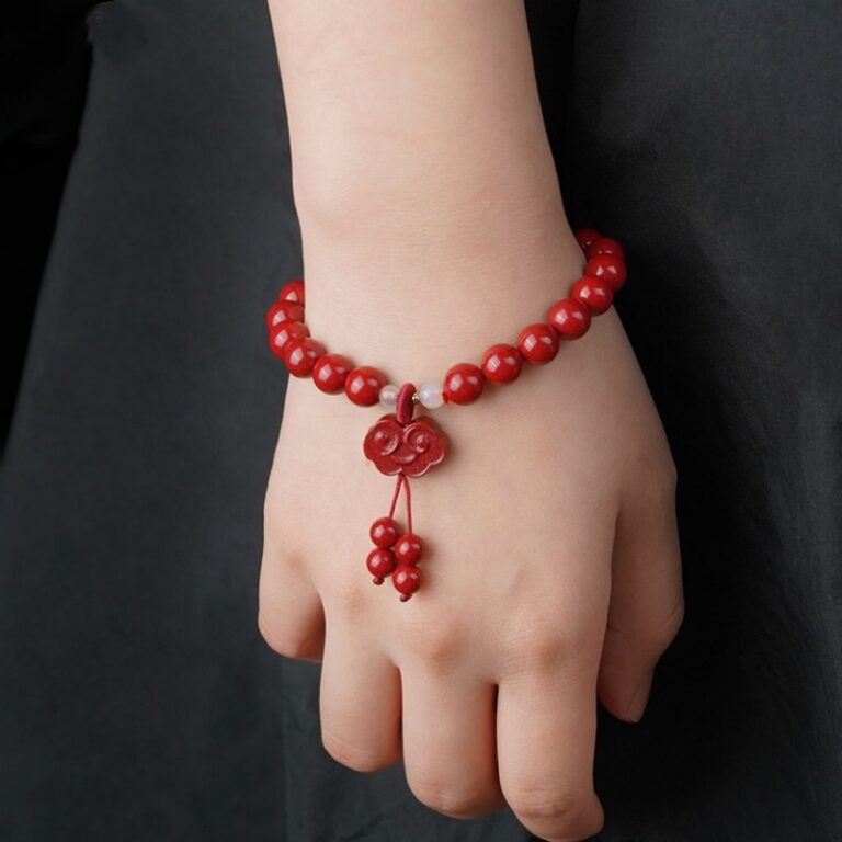 Cinnabar Strings for Men and Women Six Characters Pendant Lunar New Year Dragon Bracelet Forwarding Beads Silver Pendant-18
