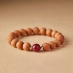 New Chinese Style Peachwood Strings Women's Buddhist Beads Peachwood Body Protector Bracelet Meditation Lotus String Cinnabar Transit Beads Men's-7