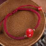 Cinnabar string six words of truth bracelet women's Lunar New Year dragon transit beads zodiac couple red rope-15