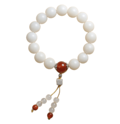 White Jade Bodhi Root Strings Women's Buddha Beads Bodhi Zi Rosary Beads Play Bracelet Red Agate Disc Play Round Beads