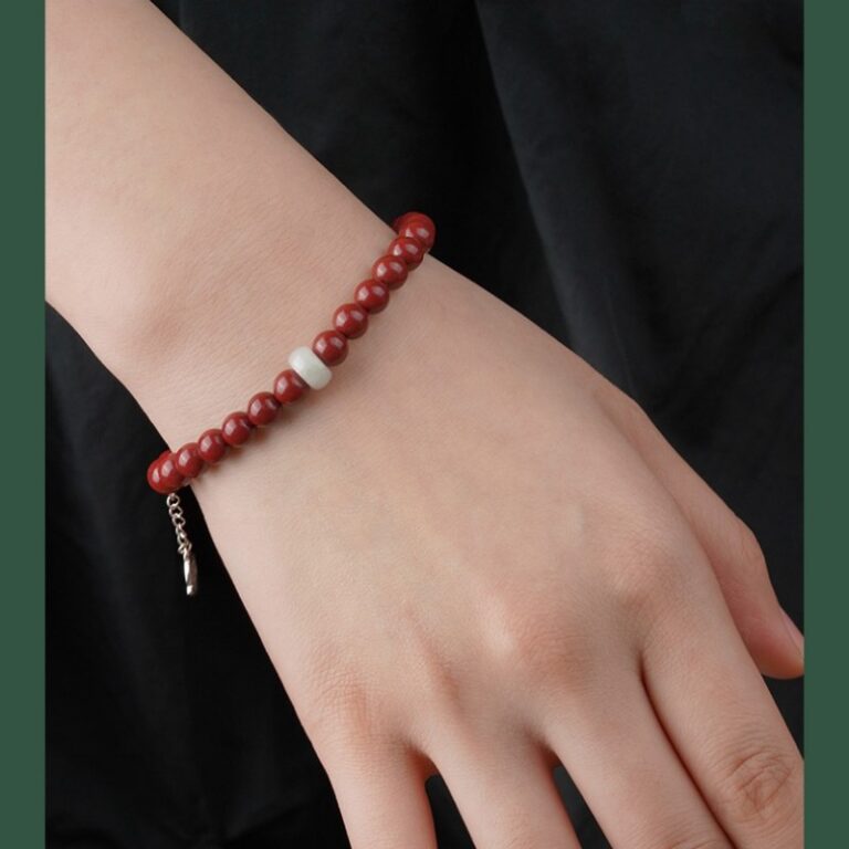 Cinnabar Strings for Men and Women Six Characters Pendant Lunar New Year Dragon Bracelet Forwarding Beads Silver Pendant-20
