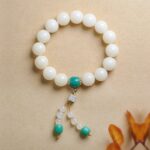 White Jade Bodhi Root Strings Women's Buddha Beads Bodhi Zi Rosary Beads Play Bracelet Red Agate Disc Play Round Beads-15